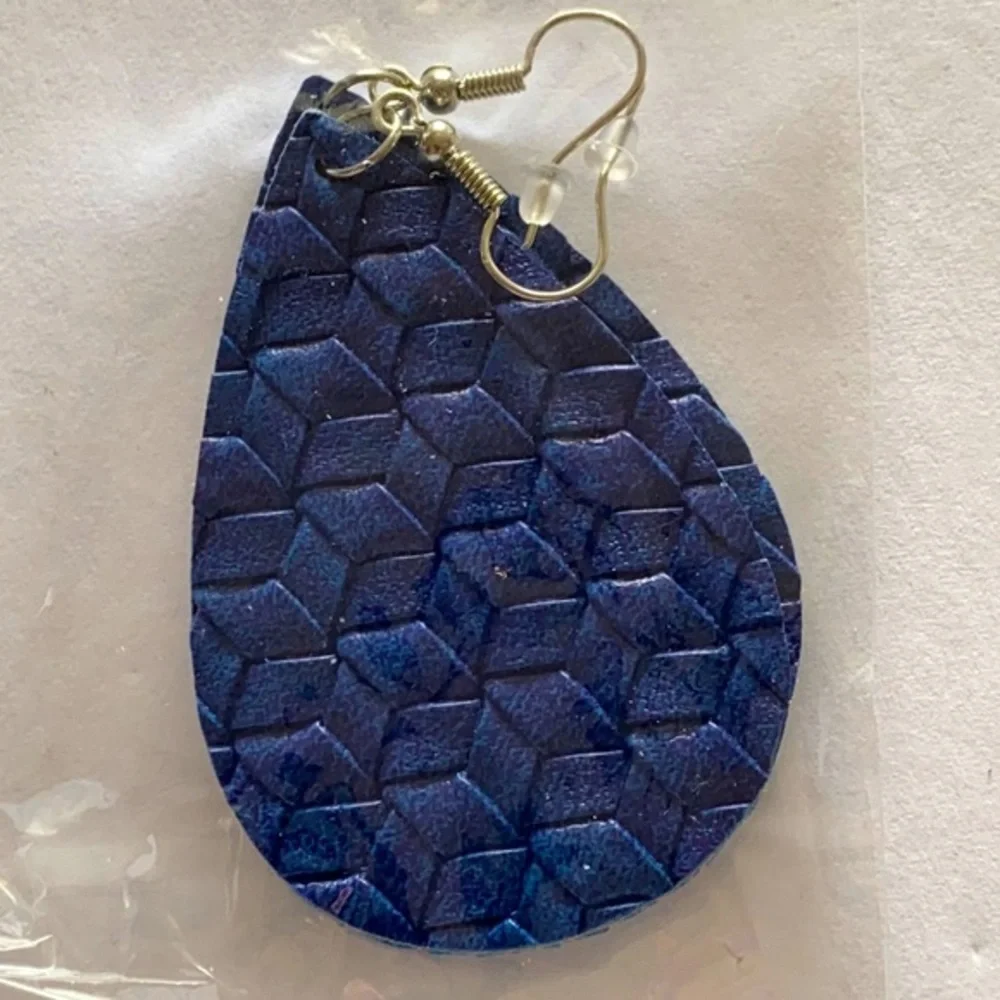 Navy Blue Teardrop Earrings Lightweight